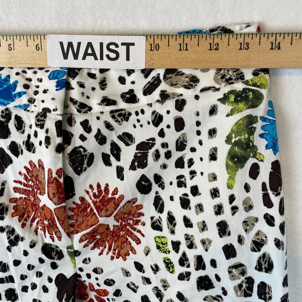 Chicos‎ Spotted Floral Relaxed Crop Pants Optic White Size 0 NEW